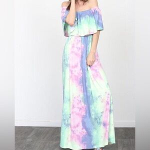 Égy Tie-Dye Off-Shoulder Maxi Dress